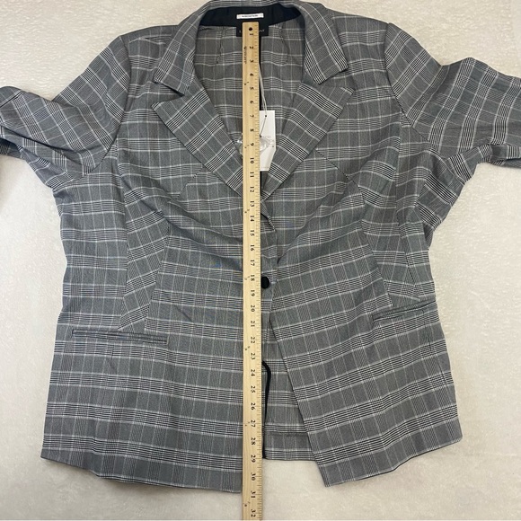 NWT Lane Bryant the Bryant Blazer Black White Houndstooth Plaid Jacket Size 26 - Picture 10 of 11